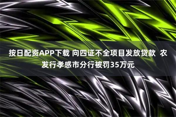 按日配资APP下载 向四证不全项目发放贷款  农发行孝感市分行被罚35万元