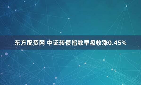 东方配资网 中证转债指数早盘收涨0.45%
