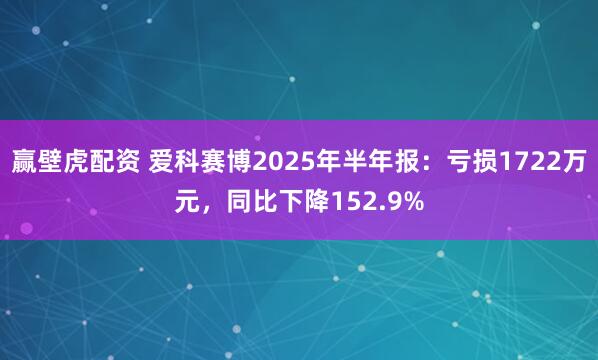 赢壁虎配资 爱科赛博2025年半年报：亏损1722万元，同比下降152.9%